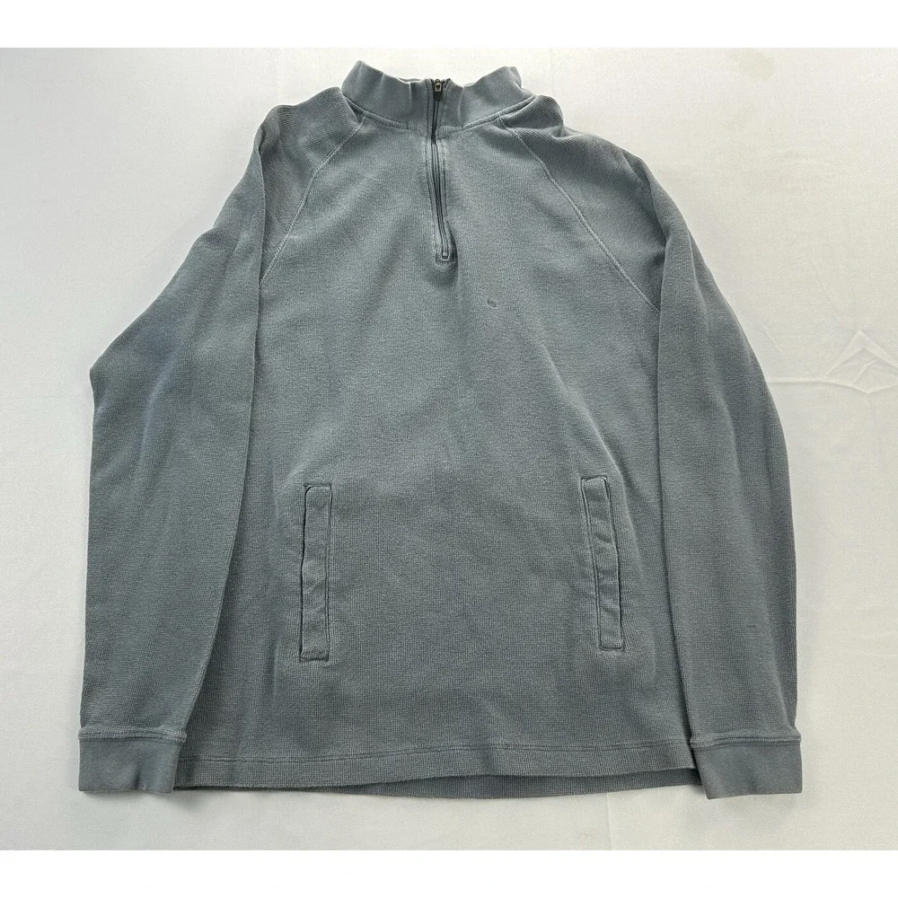 Carhartt K346 Men's M Blue Quarter Zip Thermal Waffle Knit Pullover Cotton